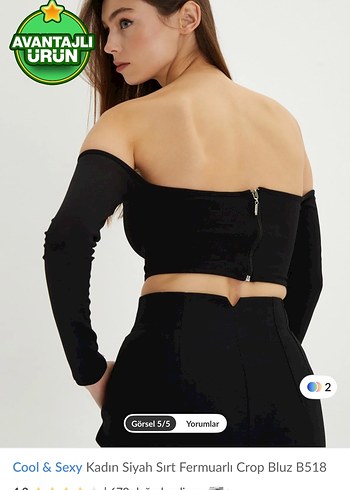 Siyah Straplez Uzun Kollu Mini Bustiyer - Görsel 2