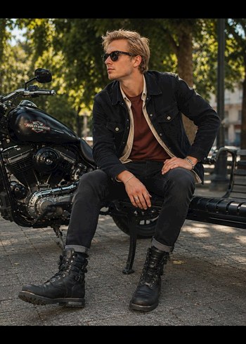 Harley Davidson Tokali Siyah Deri Kar Botu