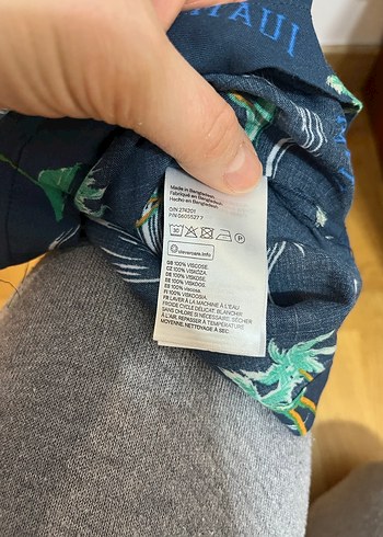H&M Erkek Mavi Tropikal Desenli Kısa Kollu Gömlek - Görsel 3