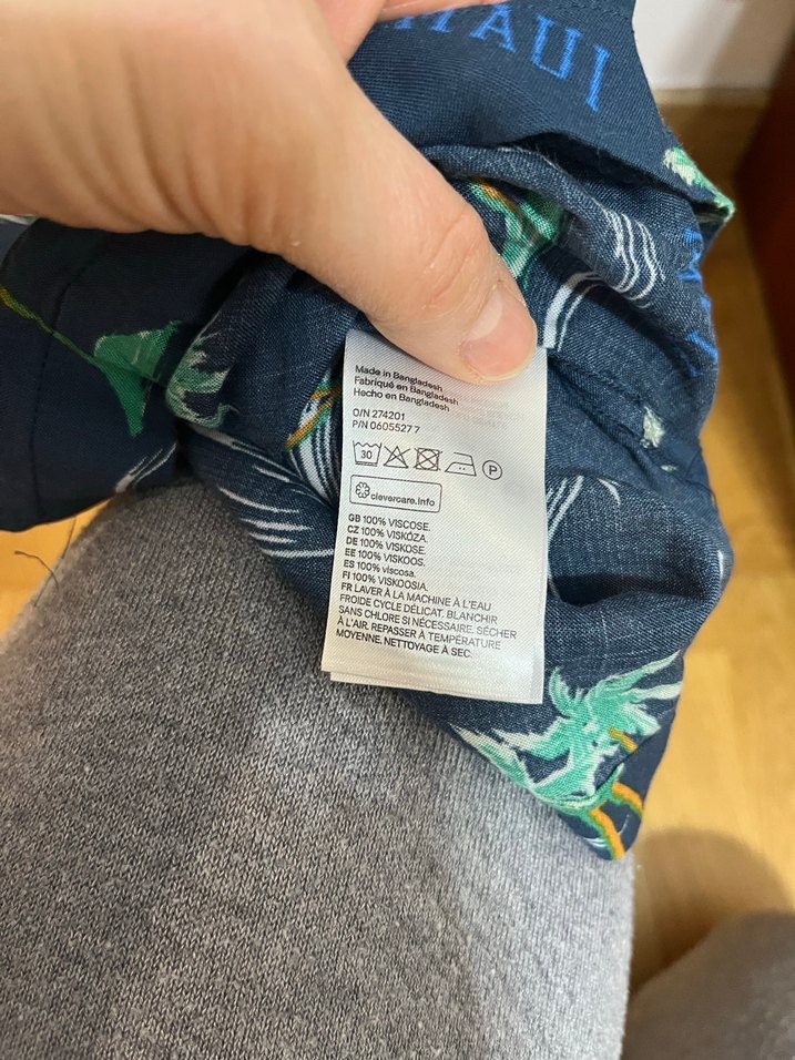 H&M Erkek Mavi Tropikal Desenli Kısa Kollu Gömlek - Görsel 3