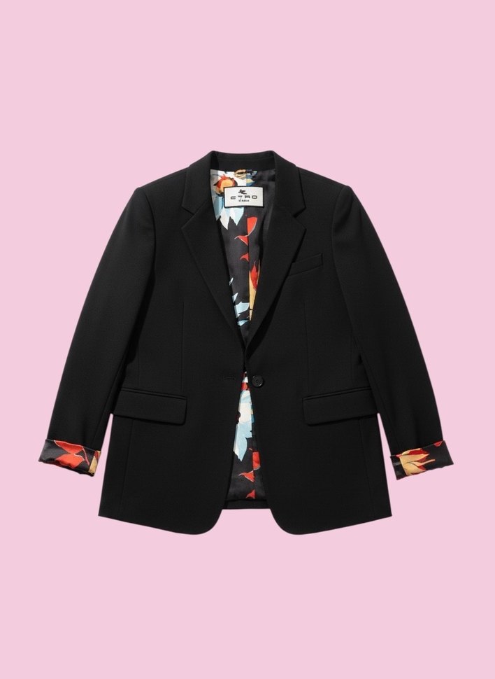 Etro Siyah Blazer Desenli Astarlı - Görsel 2