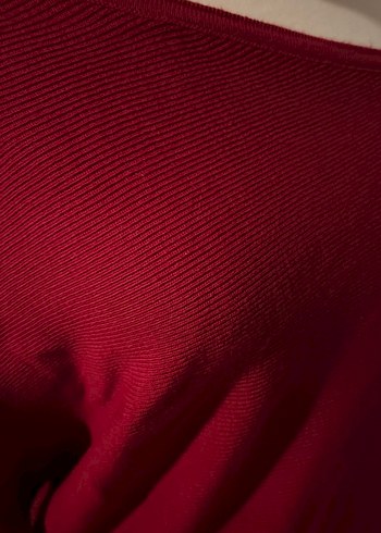 Bordo Yaka Detaylı Kadın Triko - Görsel 2