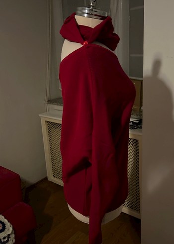 Bordo Yaka Detaylı Kadın Triko - Görsel 3