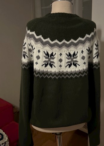 YeşilÖrgü Salaş Yuvarlak Yaka Kazak - Görsel 5