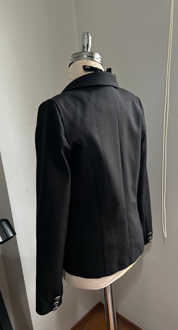 Düğmeli Siyah Midi Kadın Ceket - Görsel 3