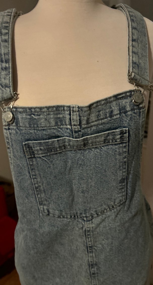 Mavi Kot Midi Askılı Tulum - Görsel 2