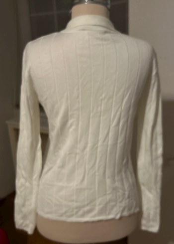 Düğmeli Beyaz Uzun Kollu Kadın Kazak - Görsel 3