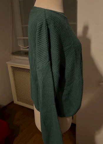 Kadın Koyu Yeşil Örgü Salaş Kazak - Görsel 3