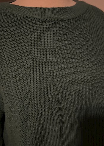 Kadın Koyu Yeşil Örgü Salaş Kazak - Görsel 2