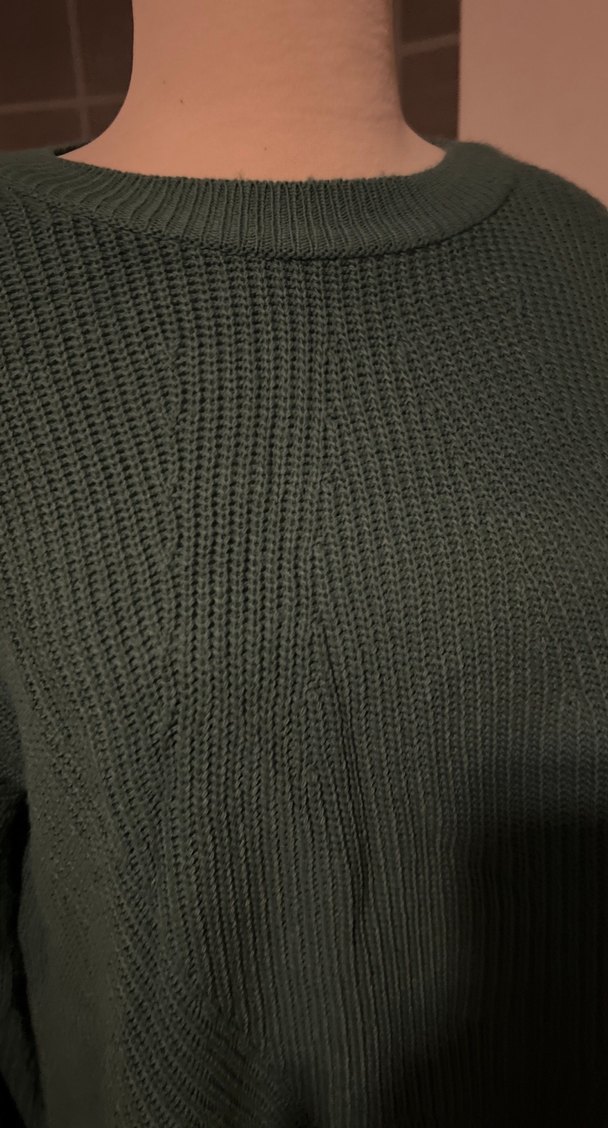 Kadın Koyu Yeşil Örgü Salaş Kazak - Görsel 2