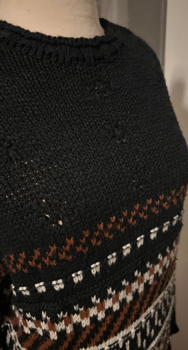 Bohem Tarzı Desenli Kahverengi Örgü Kazak - Görsel 2