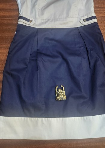 40 Beden KOTON Midi Bej Lacivert Elbise