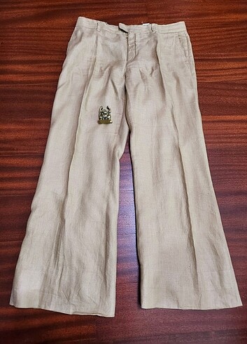 ZARA BEJ KETEN PANTOLON