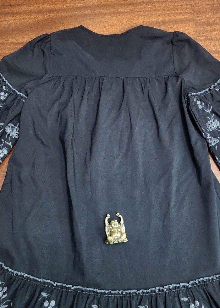 KASHA GRİ ÇİÇEK İŞLEMELİ ELBİSE - Görsel 4