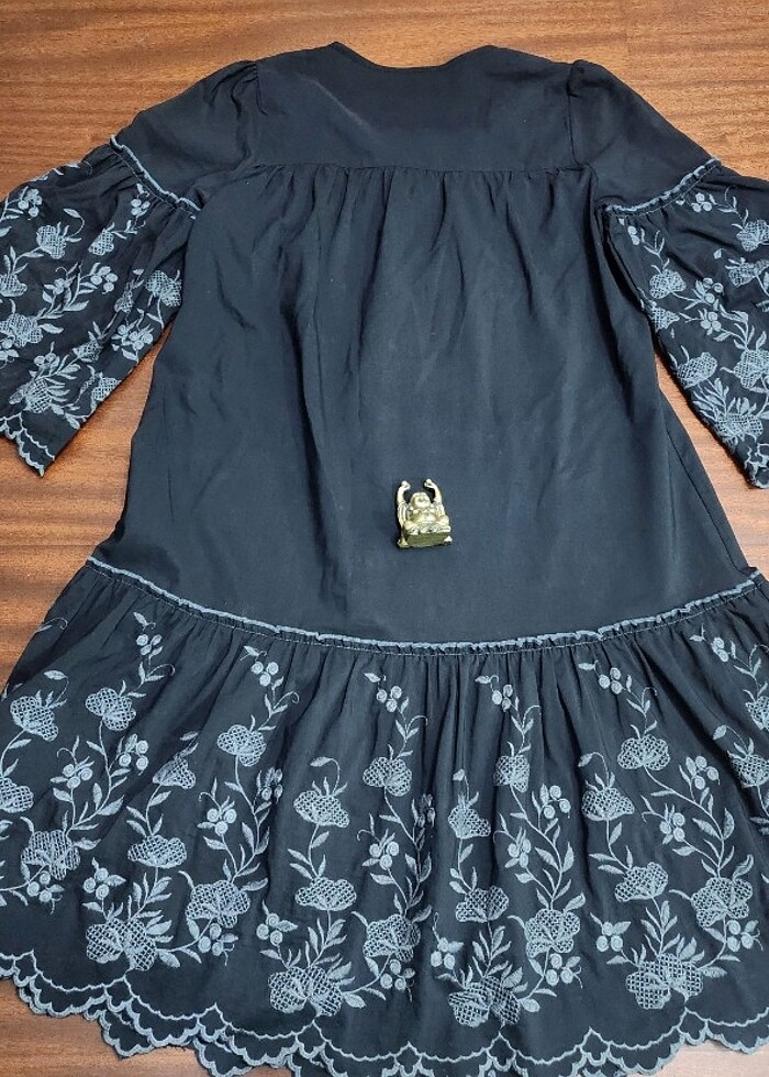 KASHA GRİ ÇİÇEK İŞLEMELİ ELBİSE - Görsel 5