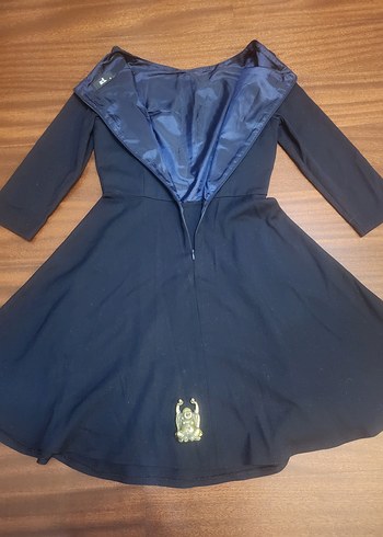 ADL LACİVERT KLOŞ ELBİSE - Görsel 4