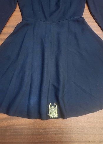 ADL LACİVERT KLOŞ ELBİSE - Görsel 9