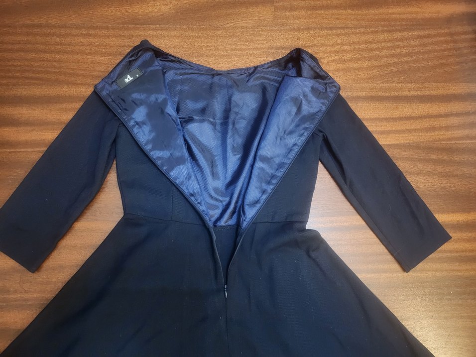 ADL LACİVERT KLOŞ ELBİSE - Görsel 5