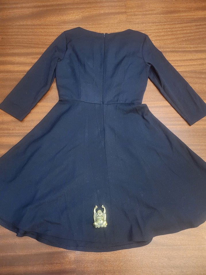 ADL LACİVERT KLOŞ ELBİSE - Görsel 3