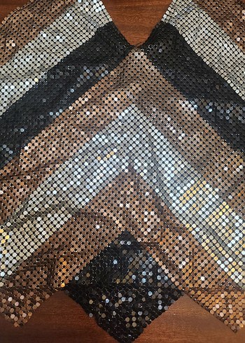 WAREHOUSE METALİK TOP BLUZ CROP - Görsel 9