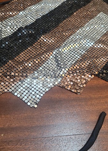 WAREHOUSE METALİK TOP BLUZ CROP - Görsel 12