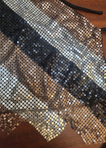 WAREHOUSE METALİK TOP BLUZ CROP - Görsel 8