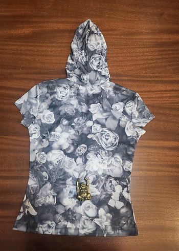 GRİ KAPÜŞONLU GÜLLÜ  BLUZ - Görsel 14