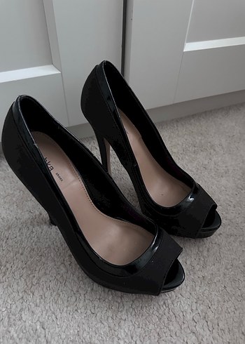 Kadın Siyah Rugan Topuklu Stiletto - Görsel 3