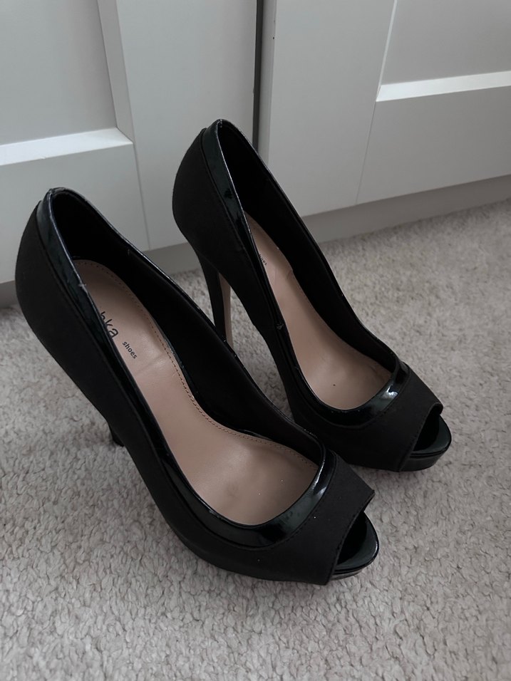 Kadın Siyah Rugan Topuklu Stiletto - Görsel 3