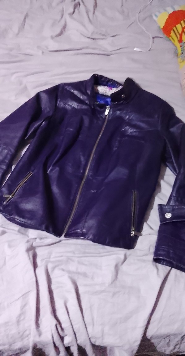 Mor Deri Biker Ceket - Görsel 2