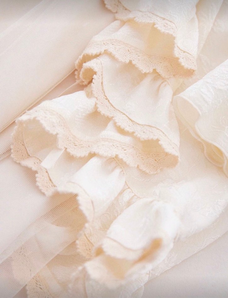 Romantik Vintage Ekru Tül Elbise — görsel 4/8