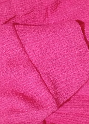 Pembe Keten Pilili Kadın Pantolon - Görsel 3