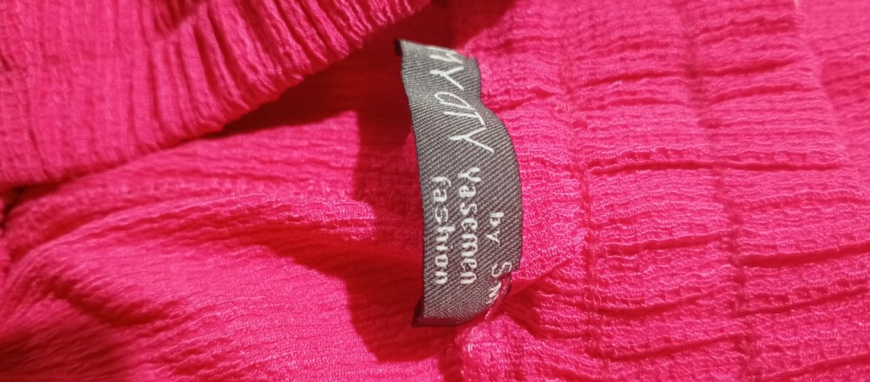 Pembe Keten Pilili Kadın Pantolon - Görsel 2