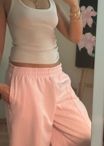 Pembe Bol Kesim Kadın Eşofman Altı