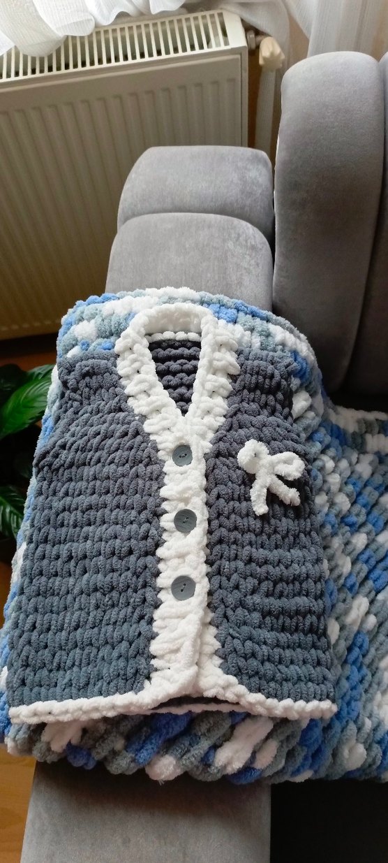 Kız Çocuk Örgü Beyaz V Yaka Süveter - Görsel 2