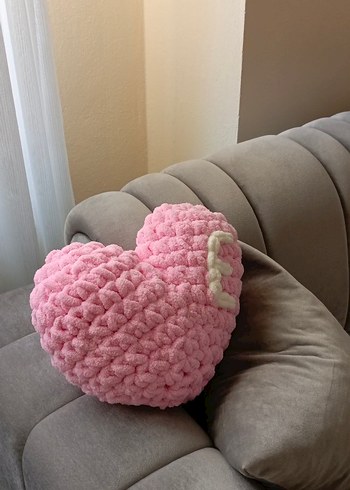 Nakışlı Pembe Çocuk Örgü Yastık - Görsel 2