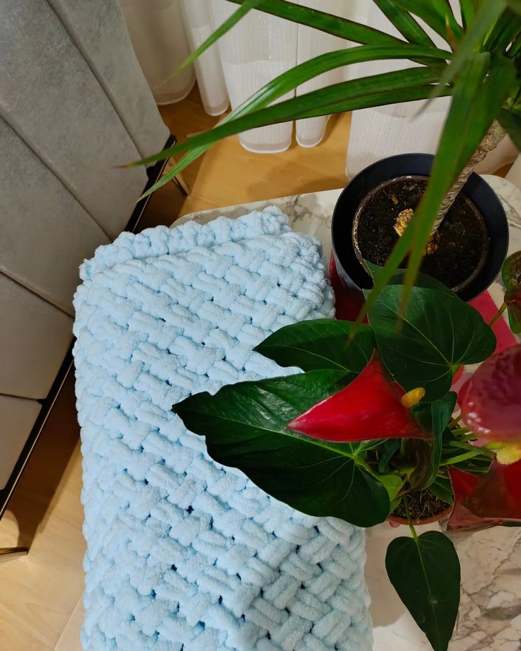 Mavi Örgü Çocuk Battaniyesi - Görsel 3