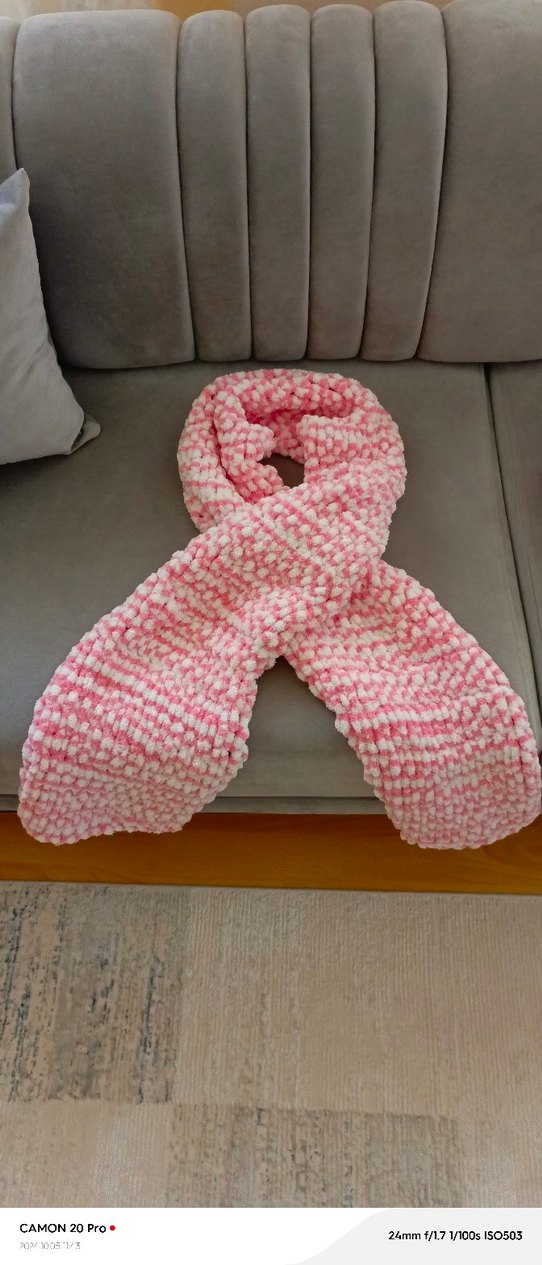 Pastel Pembe Örgü yetişkin atkı bere - Görsel 3