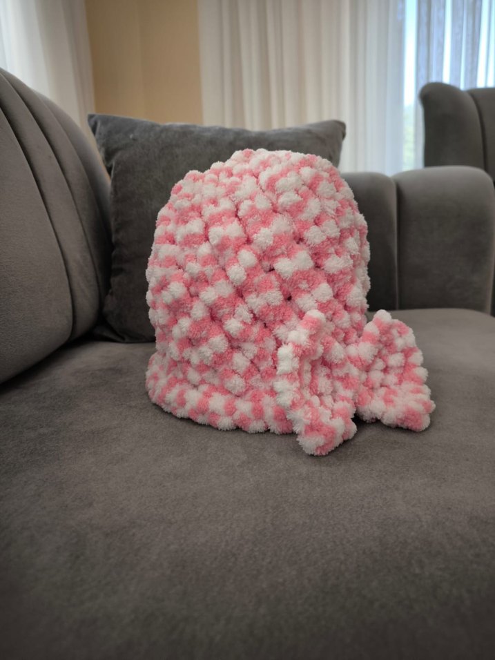 Pastel Pembe Örgü yetişkin atkı bere - Görsel 2