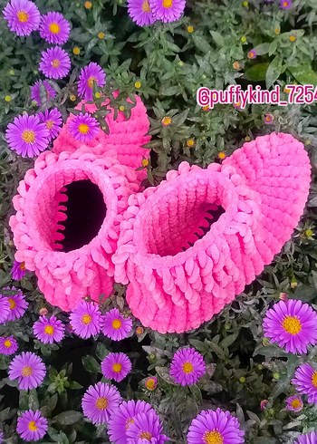 Kız Çocuk Pembe Örgü Sıcak Ev Terliği - Görsel 2