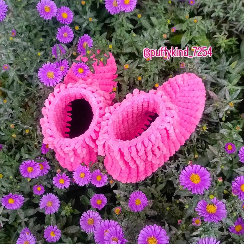 Kız Çocuk Pembe Örgü Sıcak Ev Terliği - Görsel 2