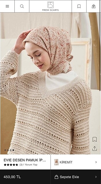Fresh scarf pamuk ipek eşarp