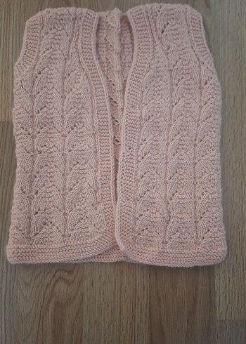 Kız Çocuk Bej Örgü Bohem Yelek - Görsel 3