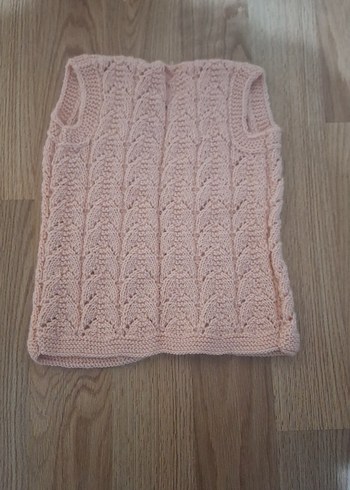 Kız Çocuk Bej Örgü Bohem Yelek - Görsel 2