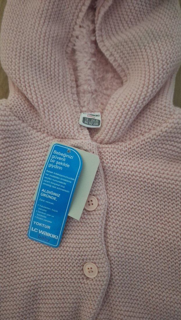 Kız Çocuk Pembe Triko Kolsuz Hırka - Görsel 3