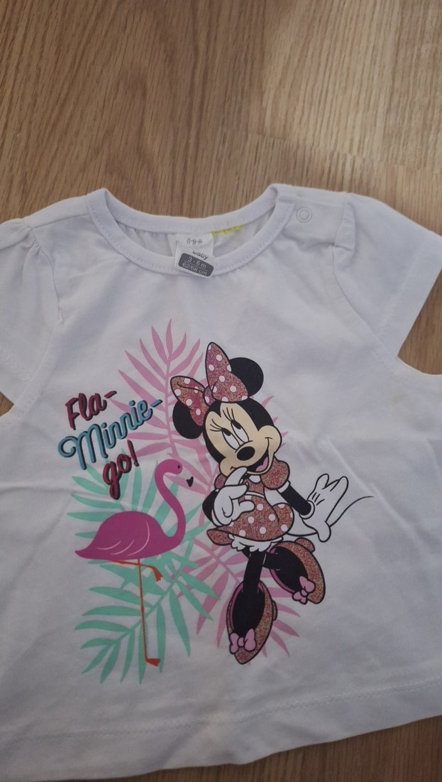 Kız Çocuk Beyaz Minnie Mouse Baskılı Tişört - Görsel 3