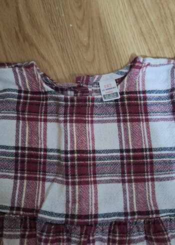 Uzun Kollu Ekose Desenli Bordo Kız Elbisesi - Görsel 3