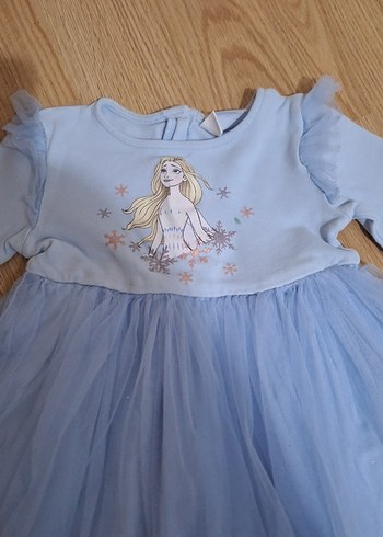 Uzun Kollu Mavi Nakışlı Kız Elbisesi - Görsel 3