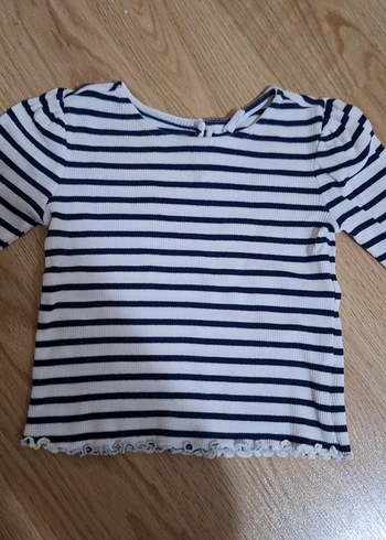 Kız Çocuk Beyaz Çizgili Bluz - Görsel 2