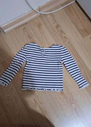 Kız Çocuk Beyaz Çizgili Bluz - Görsel 3